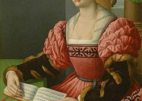 Portrait d'une dame avec un livre de musique